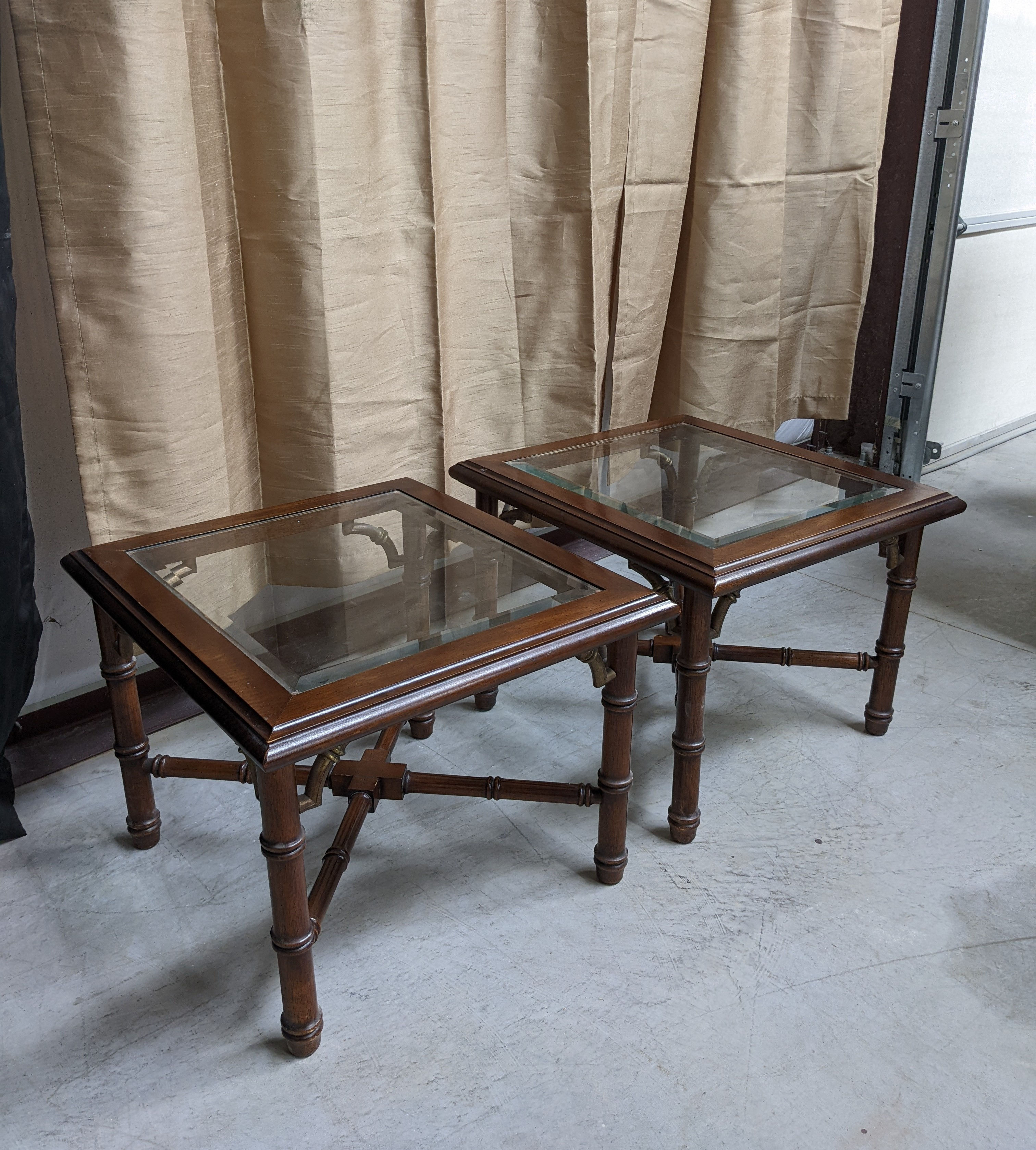 Pair Vintage Faux Bamboo Side Tables for Custom Lacquer