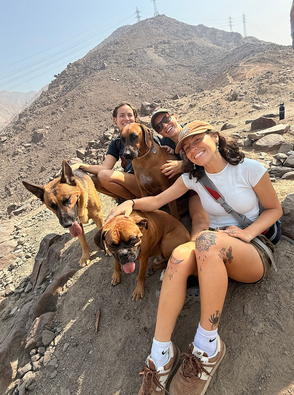 Maddie, Micaela, and I with our guard dogs