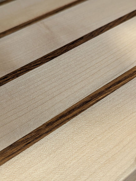 Walnut and sycamore tray close up, handmade by Ben Casson at Wobage Farm Craft Workshops
