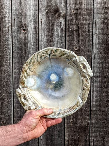 wood-fired salt-glazed stoneware hand-made Wobage pottery Jeremy Steward dish plate art