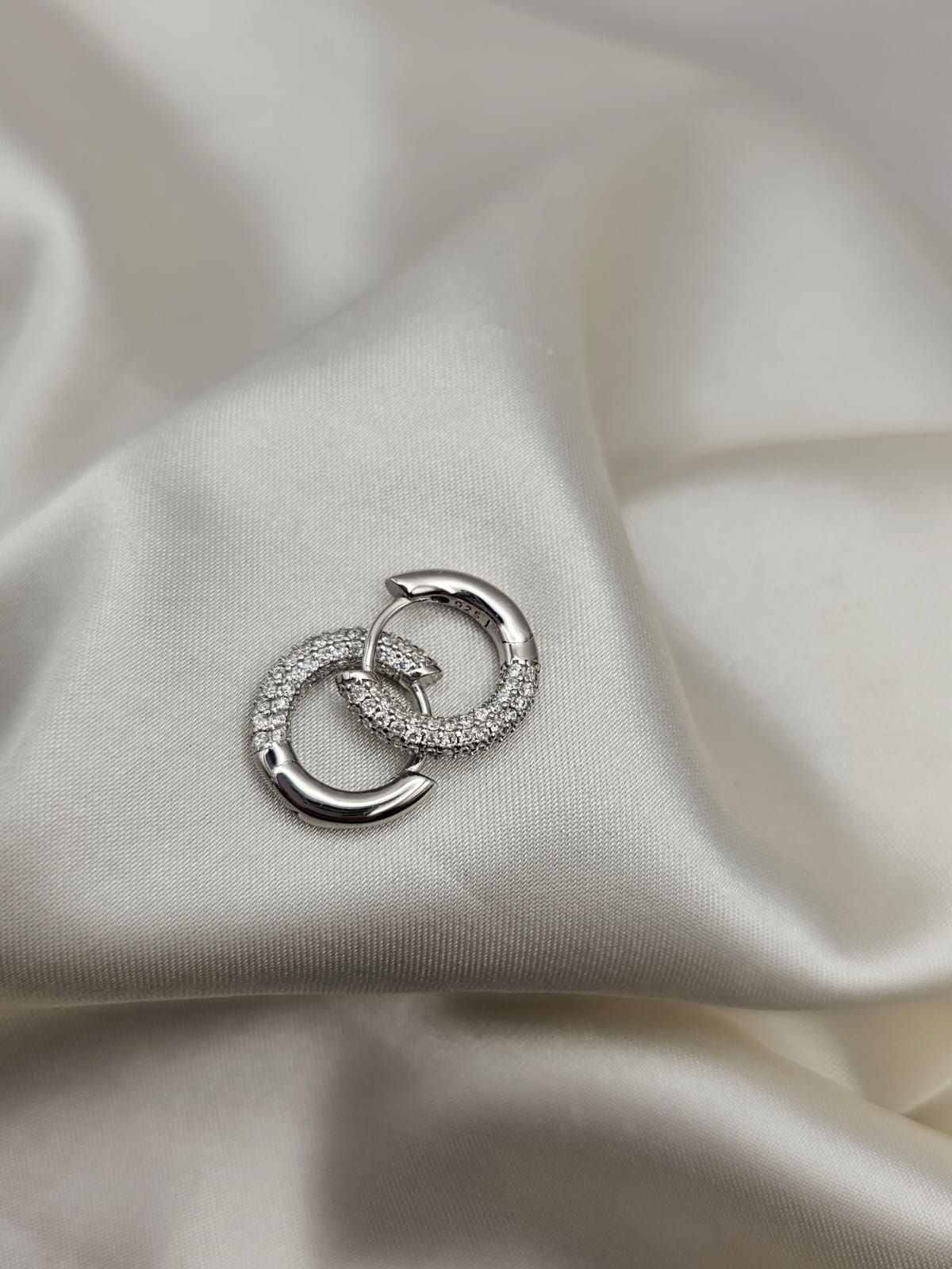 Pave Cubic Zirconia Hoop Earrings