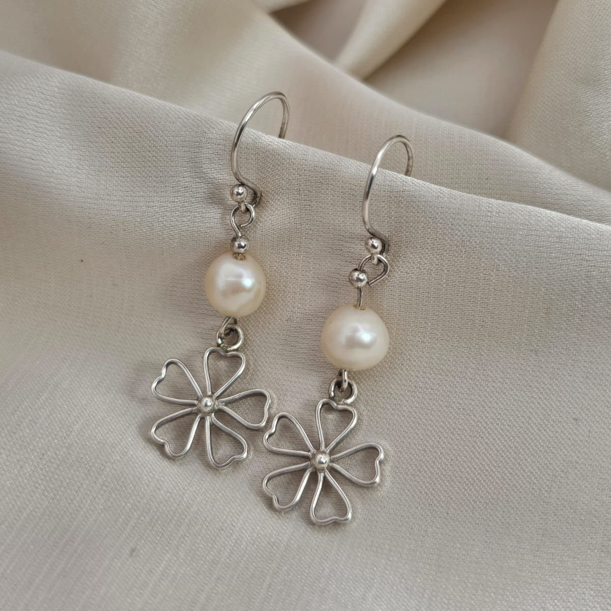 Pearl Flower Drop Earrings