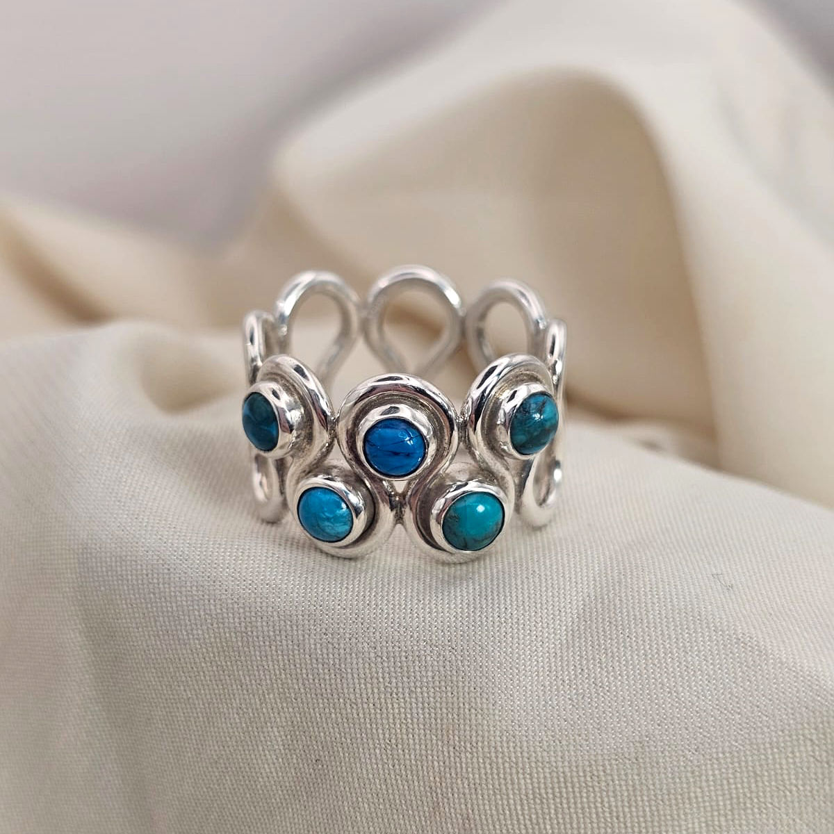 Turquoise Wave Band Ring