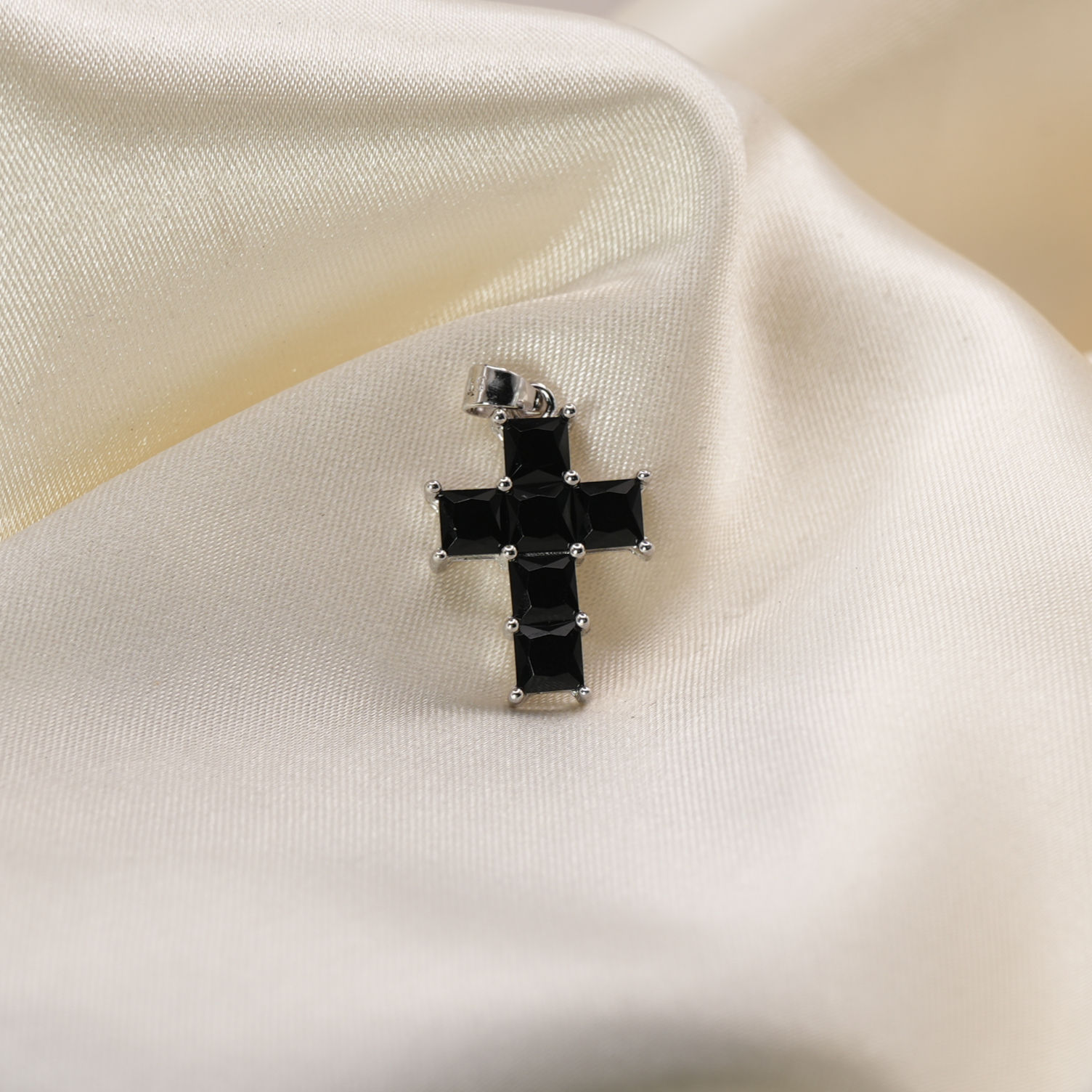 Black Cubic Zirconia Cross Pendant