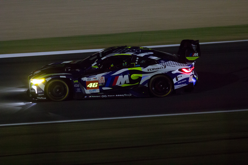 Valentino Rossi driving his #46 BMW M4 LMGT3 in the 2024 24H of Le Mans. Media: Wikipedia Commons