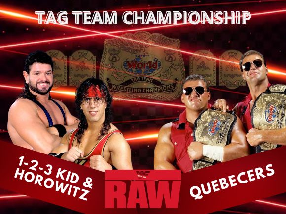 The Quebecers vs. The 1-2-3 Kid & Barry Horowitz WWF Tag Team Championship WWE RAW September 27 1993 Match Card