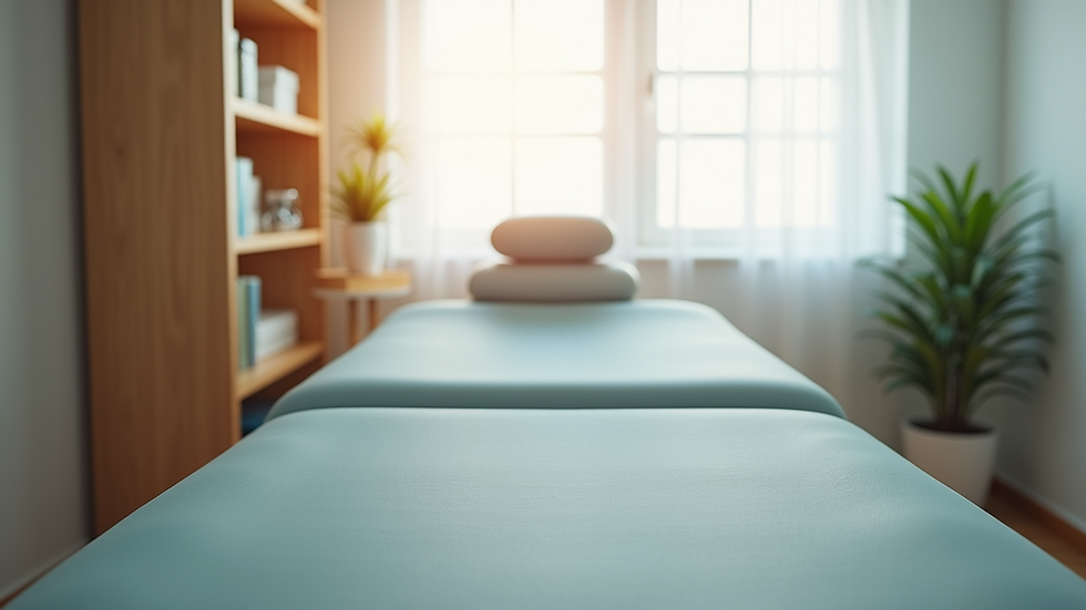 High angle view of a chiropractic adjustment table in a calm clinic room