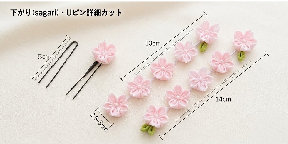 サムネイル： 花風🌸かんざし🌸【一越ちりめん】桜のつまみ細工 髪飾りセット①
