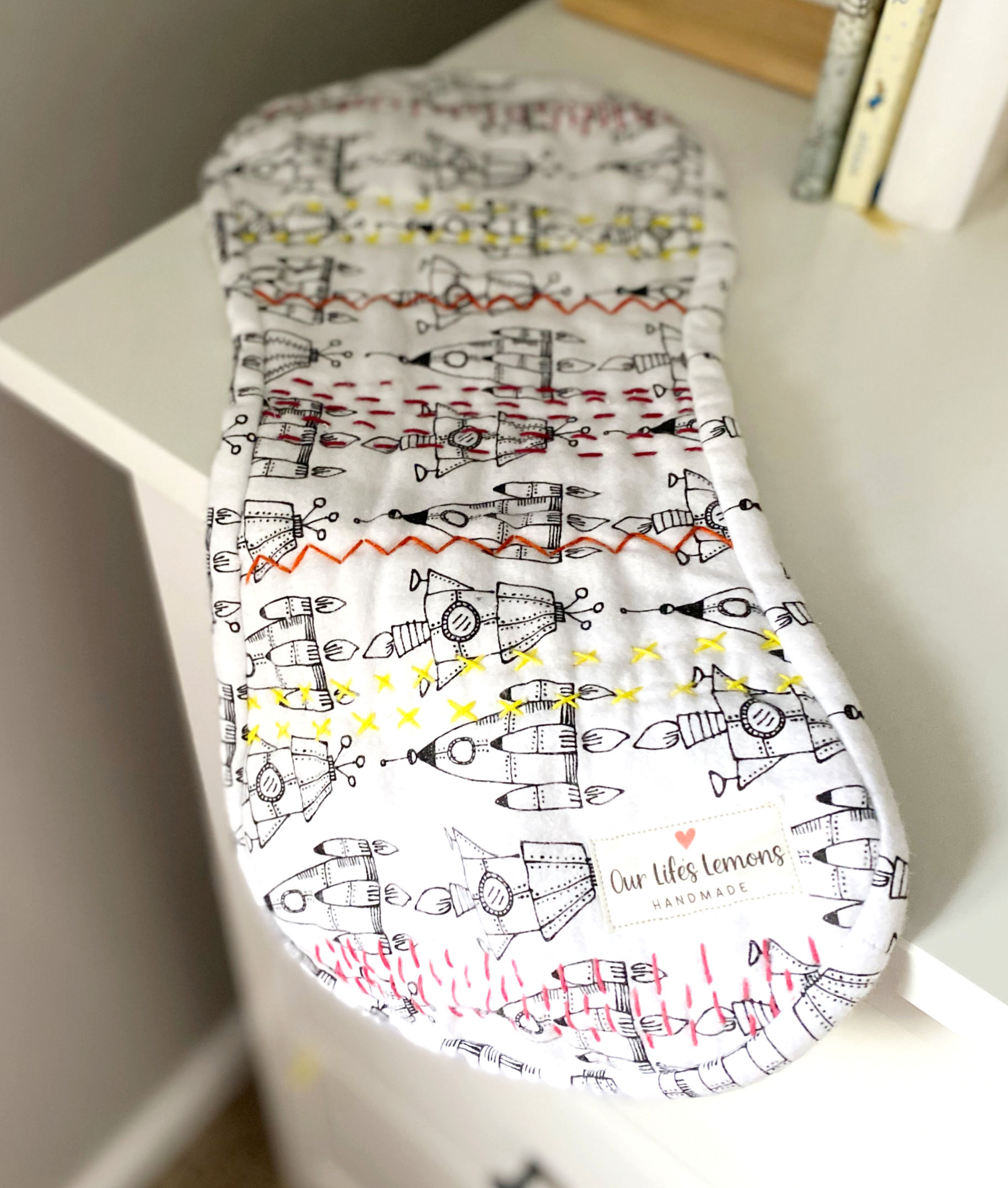 Rocket Ship Flannel Burp Cloth