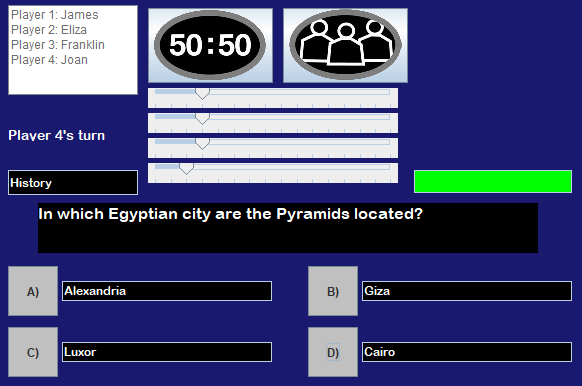 A question for the player to answer.