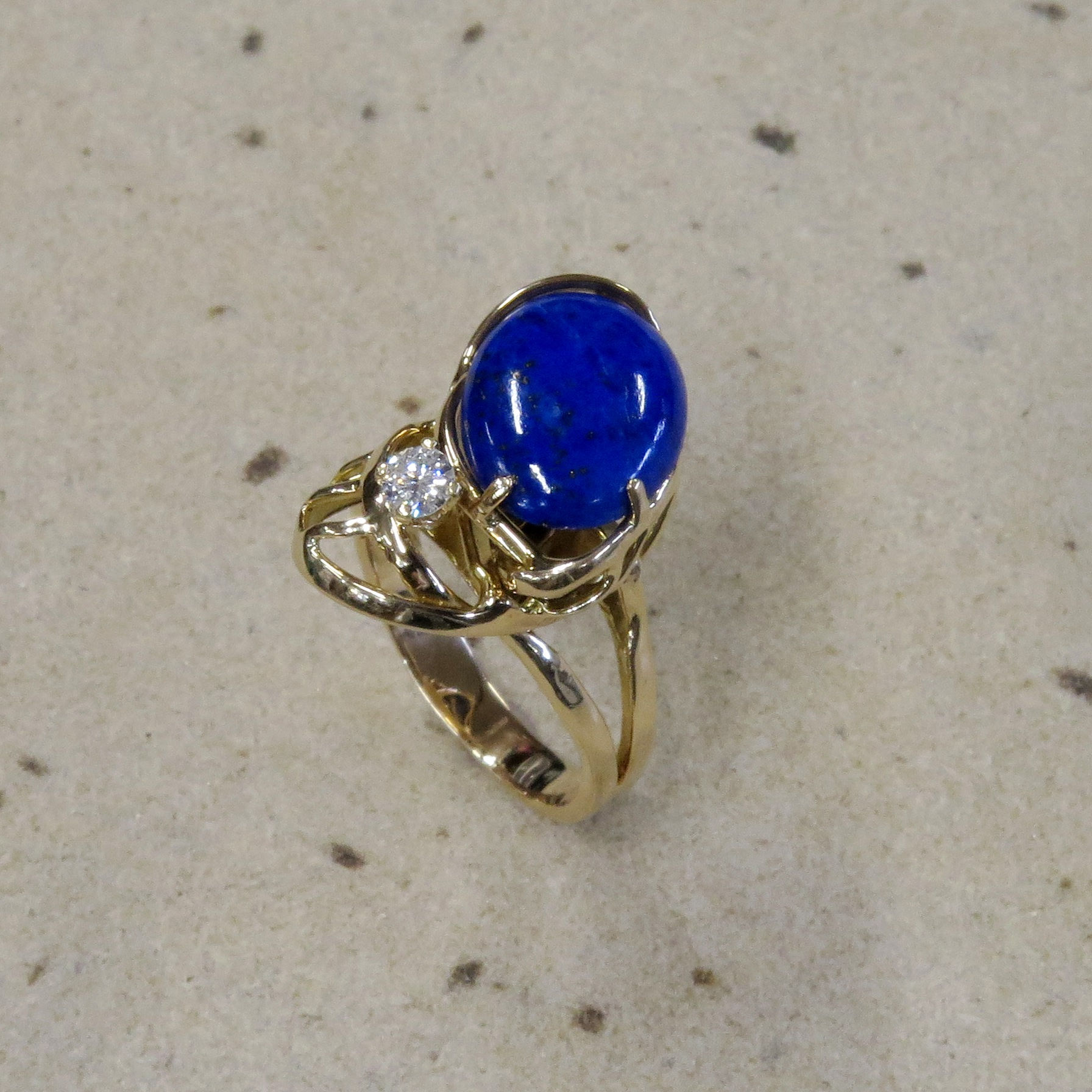 Rings: 14k Gold Diamond & Lapis