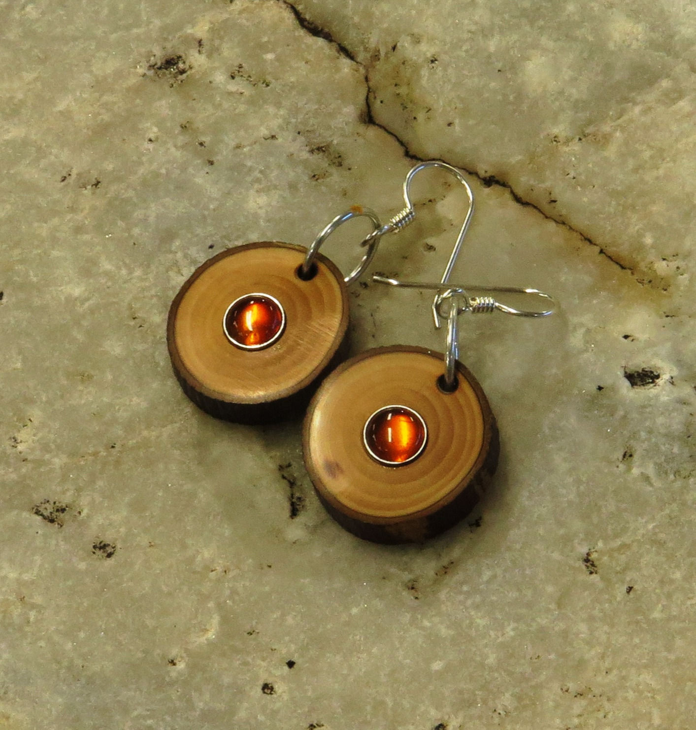 Sterling Silver, Apple Wood & Amber