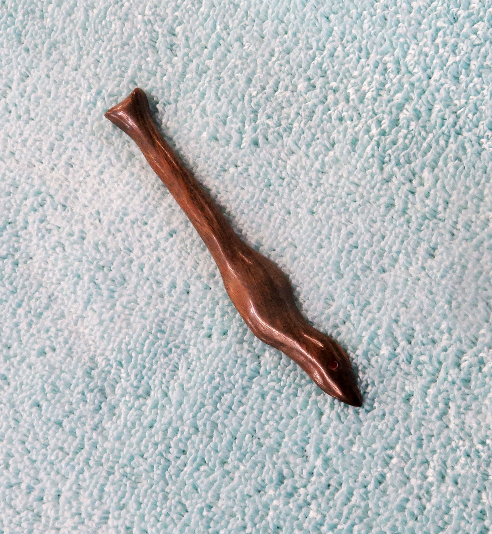 Hairstick: Lignum Vitae Wood with lab grown rubies