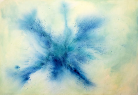 Mixed media painting named see you on the other side by visual artist Kai-li Ma from the Perfectly Imperfect series, featuring ink, acrylic, thread, and sculptural elements on raw canvas, exploring grief and healing