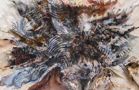 abstract painting named slow erosion by visual artist kai-li ma
for her ongoing series inner strata