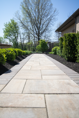 Stone paver walkway with landscaping in Galena, OH
