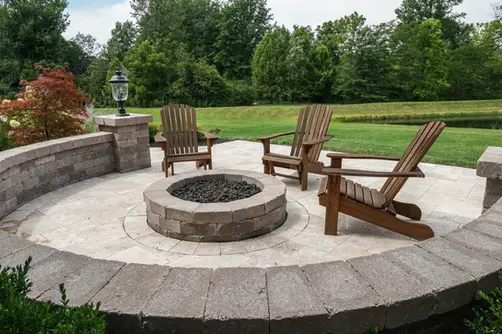 Outdoor Living Space with Fire Feature in Columbus, Ohio done by Ciminello's Landscaping