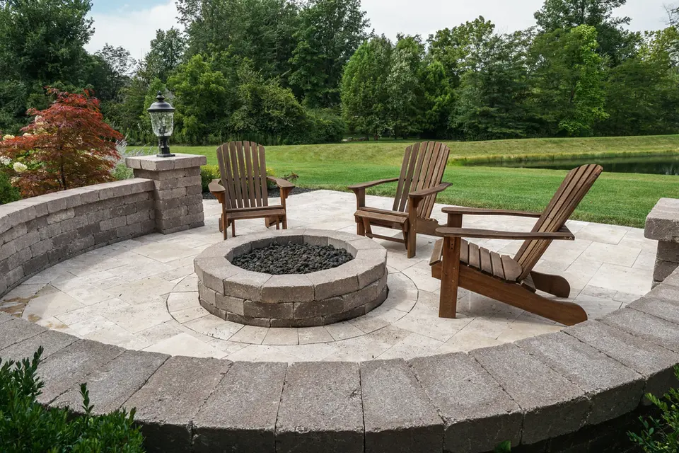 Outdoor Living Space with Fire Feature in Columbus, Ohio done by Ciminello's Landscaping