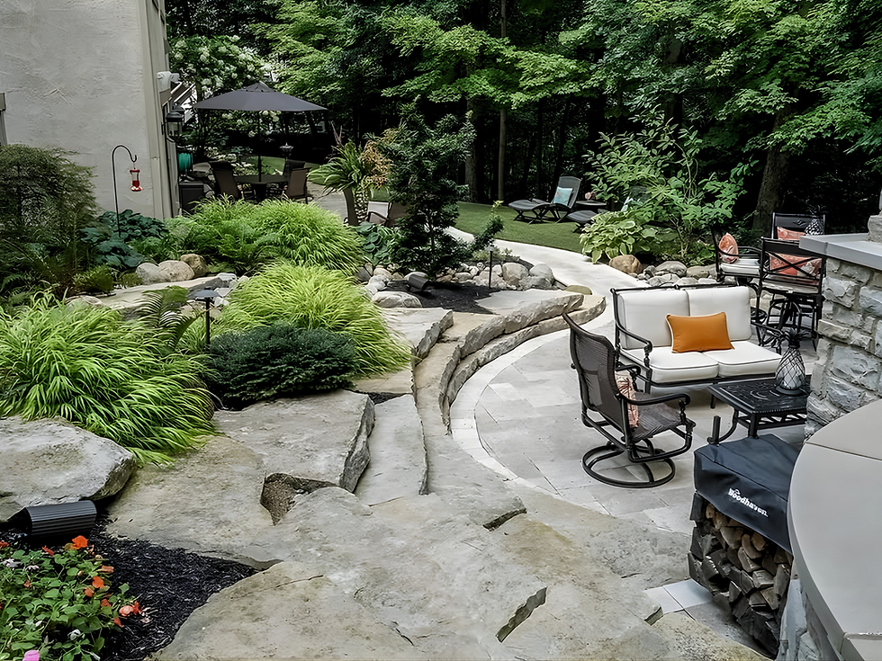 Natural Paver Stone and plantings makes a luxury landscaping in Columbus Ohio