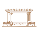 Line art icon of a wooden pergola on stone pillars