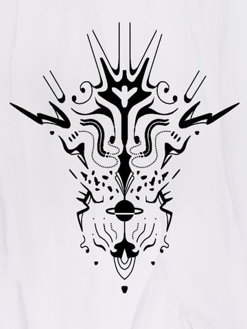 Abstraktes symbolisches Tattoo-Design mit expressiver, symmetrischer Linienstruktur – Tattoo-Flash von Anna Wilhelm, Berlin