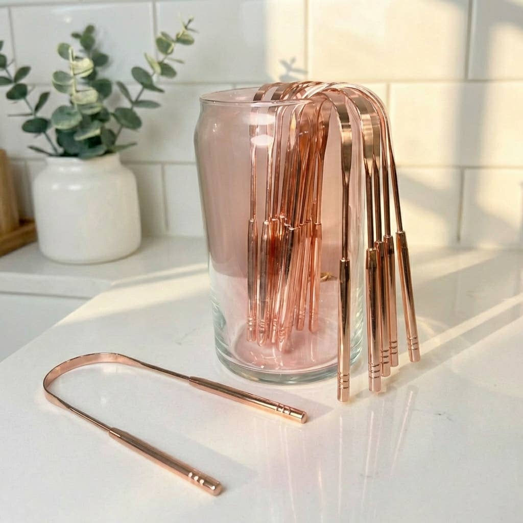 Stainless Steel Tongue Scraper | Rose Gold