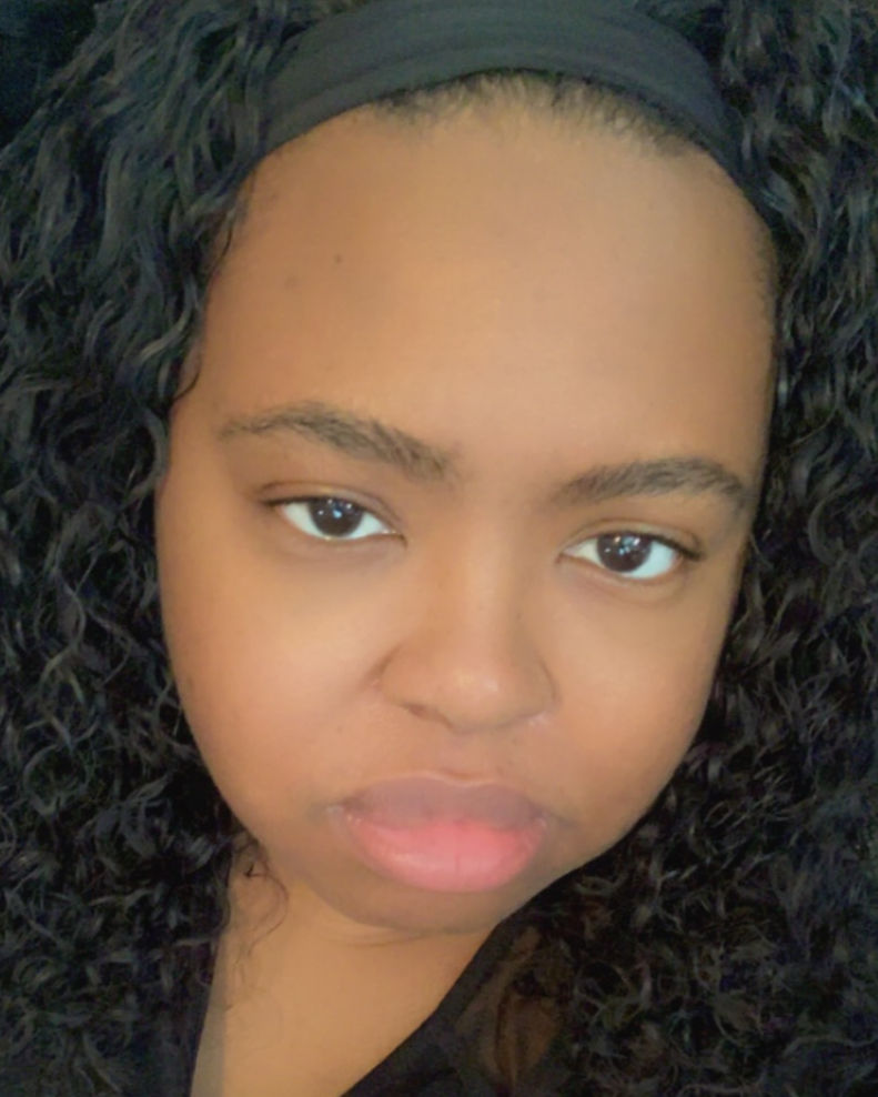 A woman smiling through emotional exhaustion, wearing a digital filter while masking pain — symbolizing the quiet resilience behind her letter to her grown self.