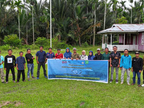 Group of people holding big drone training poster