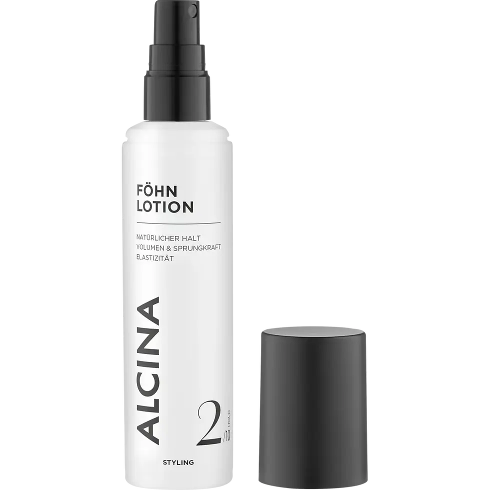 Weiße Sprühflasche ALCINA FÖHN LOTION mit Deckel