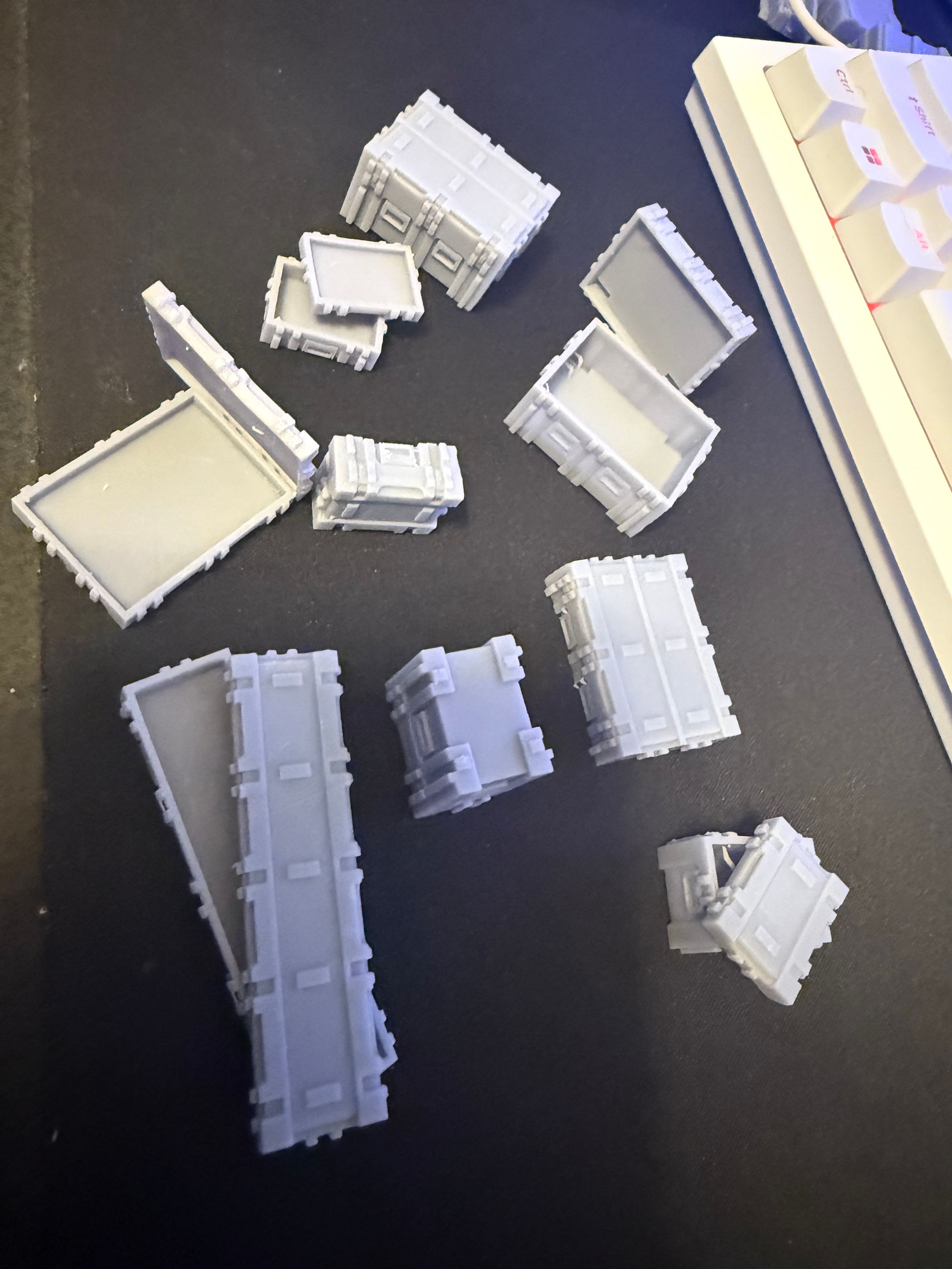 scale model ammo crates and weapon boxes