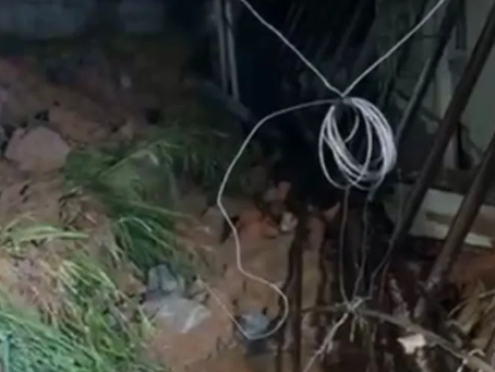 Chuva provoca queda de muro, deixa moradora isolada e aciona Bombeiros em Betim