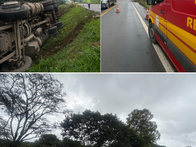 Acidente entre carro e carreta mobiliza equipes de resgate no Sul de Minas