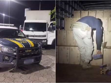 PRF apreende carga de cigarros e caminhão roubado na Fernão Dias, em Três Corações (MG)