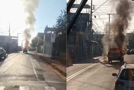 Irmãos são atropelados a caminho da escola e populares ateiam fogo em veículo em Pouso Alegre