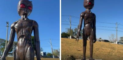 Cidade do ET ganha monumento de 4 metros em frente ao Memorial