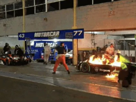Piloto escapa de carro em chamas durante prova de Fórmula Truck no Paraná