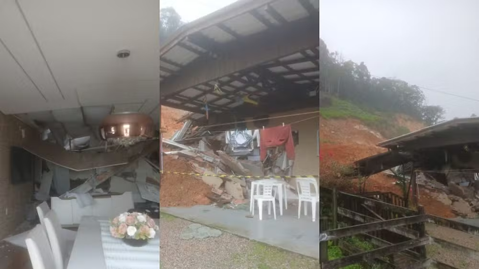 Menina não resiste após deslizamento atingir casa da família em Santa Catarina