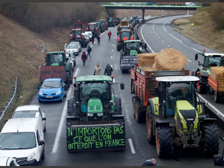 Acordo UE-Mercosul: agricultores franceses fazem carreatas até Paris em protesto