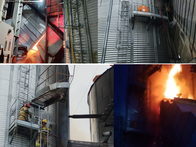 Bombeiros de Três Corações e Varginha controlam incêndio complexo em silo de soja