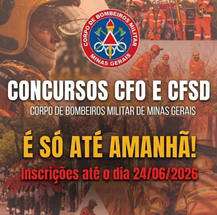 Prazo final: inscrições para Bombeiros de MG vão até 24 de junho