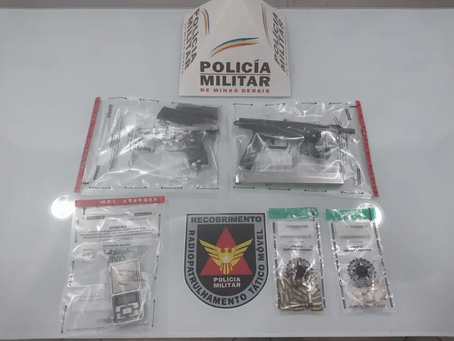 Suspeitos de tráfico são detidos com pistola, submetralhadora e crack no Leste de Minas