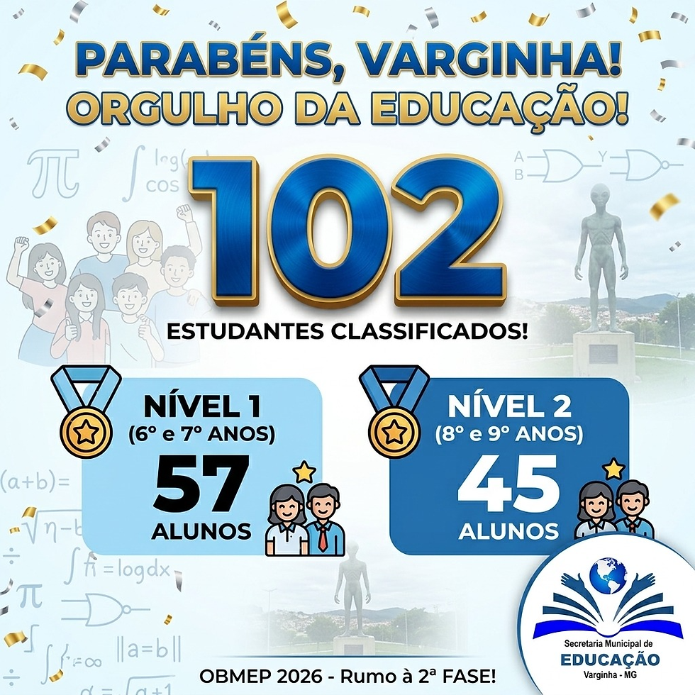 Varginha classifica 102 alunos da rede municipal para a 2ª fase da OBMEP 2026