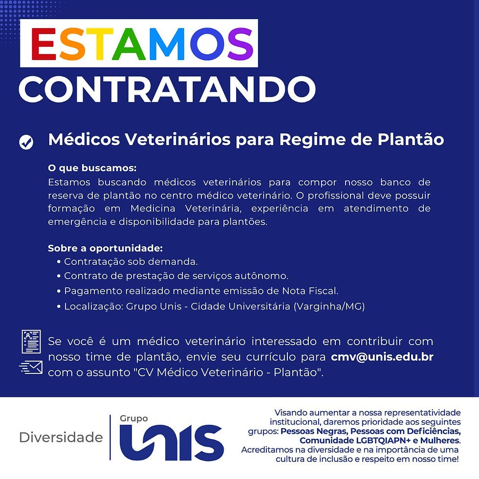 Grupo Unis abre cadastro para médicos veterinários plantonistas em Varginha