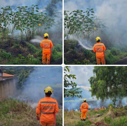Fogo atinge lotes vagos e mobiliza bombeiros no Sul de Minas