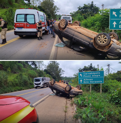 Capotamento na BR-267 mobiliza equipes de resgate em Machado