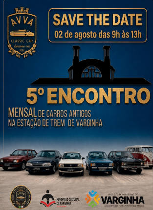 5º Encontro Mensal de Carros Antigos reúne paixão por veículos clássicos e lazer em família em Varginha