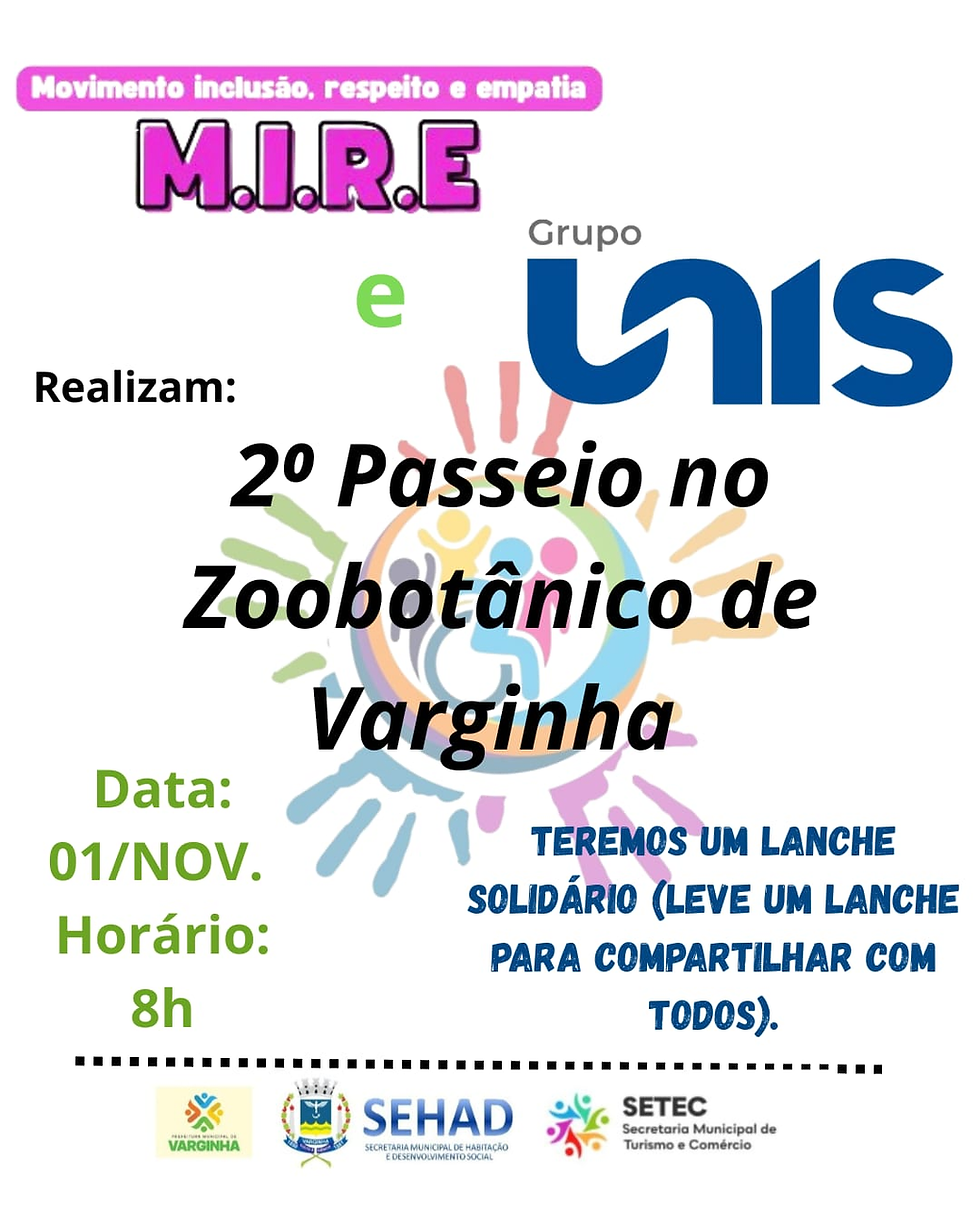 M.I.R.E. e Grupo Unis promovem 2º Passeio no Zoobotânico de Varginha neste sábado (1º)