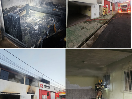 Fogo atinge casa multifamiliar e mobiliza Bombeiros em Varginha