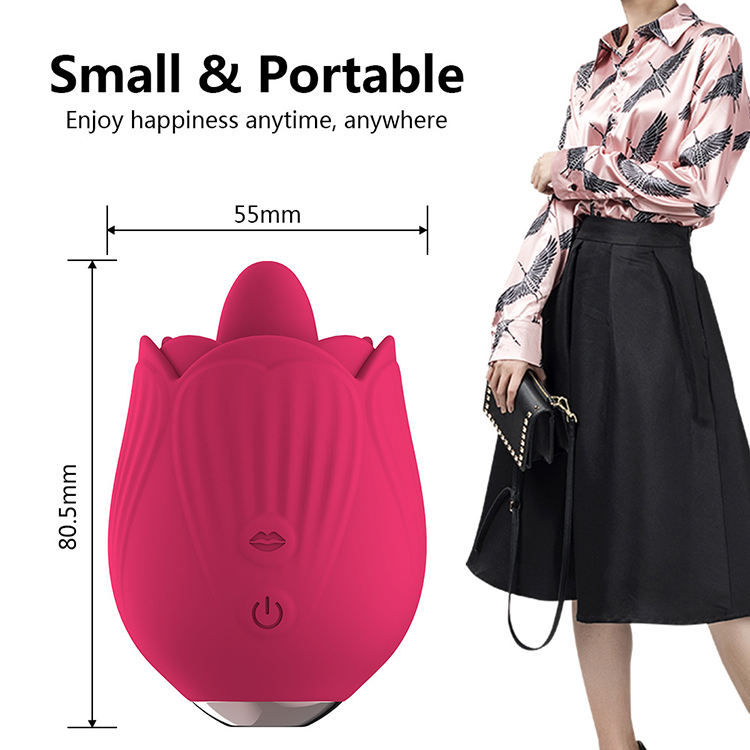 Thumbnail: Sex Toy Rose Vibrator Realistic Tongue Vibrator With 10 Licking Modes