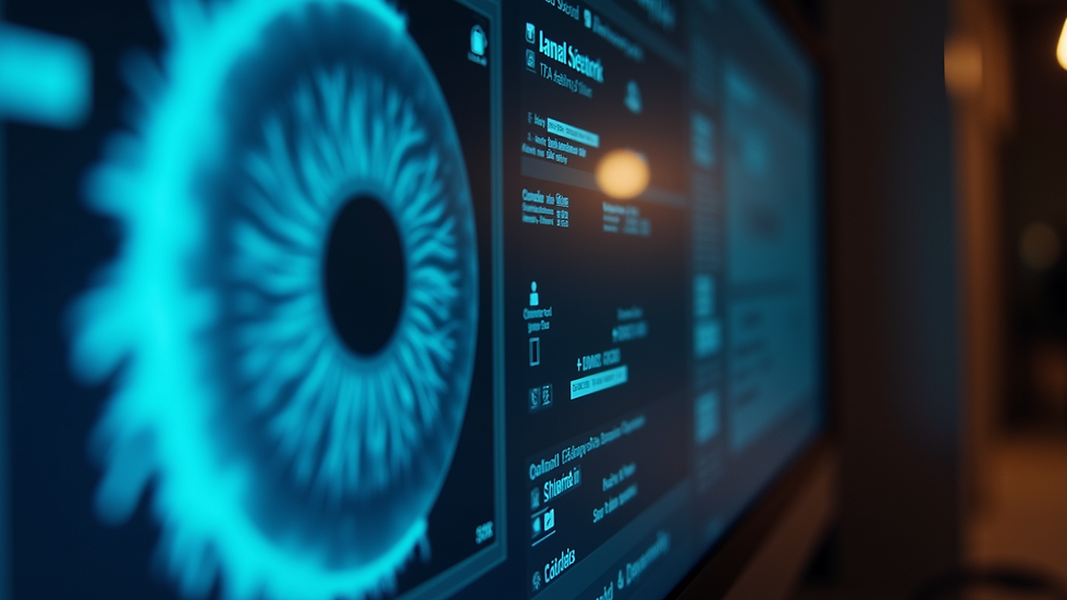 Close-up view of retina scan on a computer screen